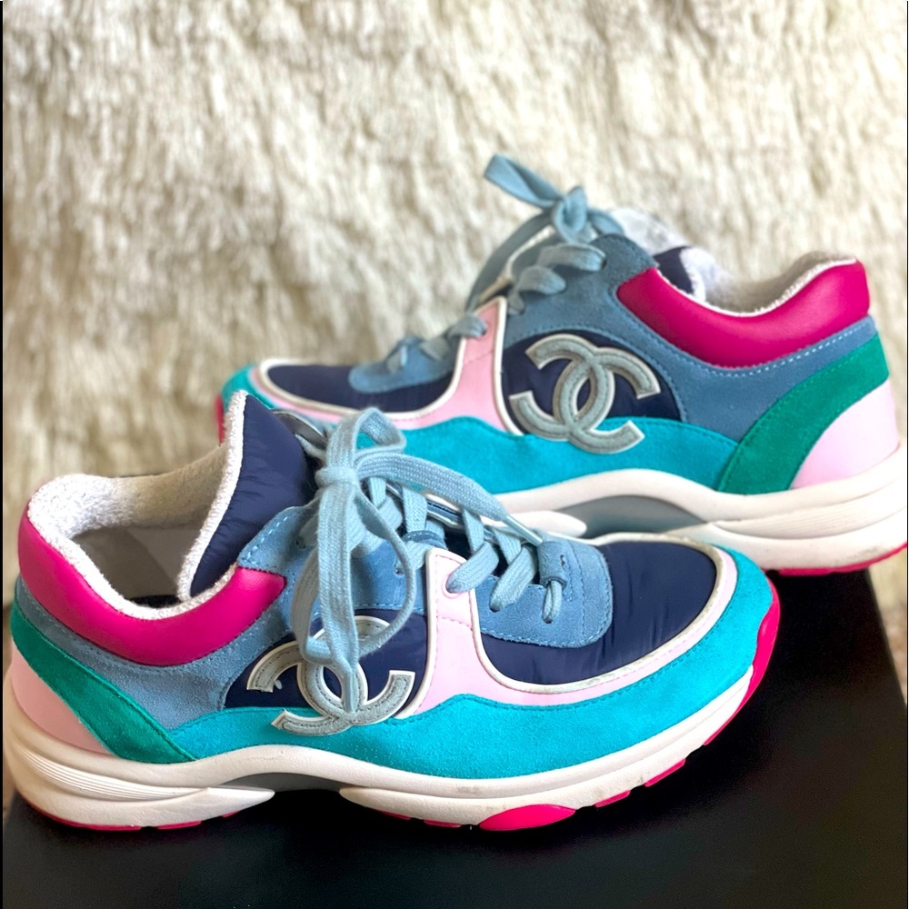 Multicolored Chanel Sneakers Size 7.5. Gently loved sneakers
